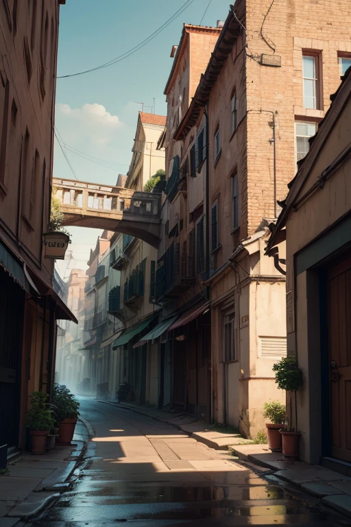 ((masterpiece)),((best qualityer)),((High detail )),((realistic,))
Industrial-age cities, deep canyons in the middle, architectural streets , bazaars, Bridges, rainy days, steampunc, european buildings