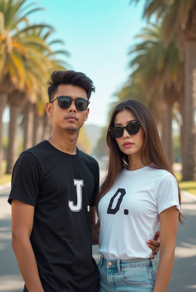 Mr sahvag name logo on shirt of boy
with beautiful girl insta logo