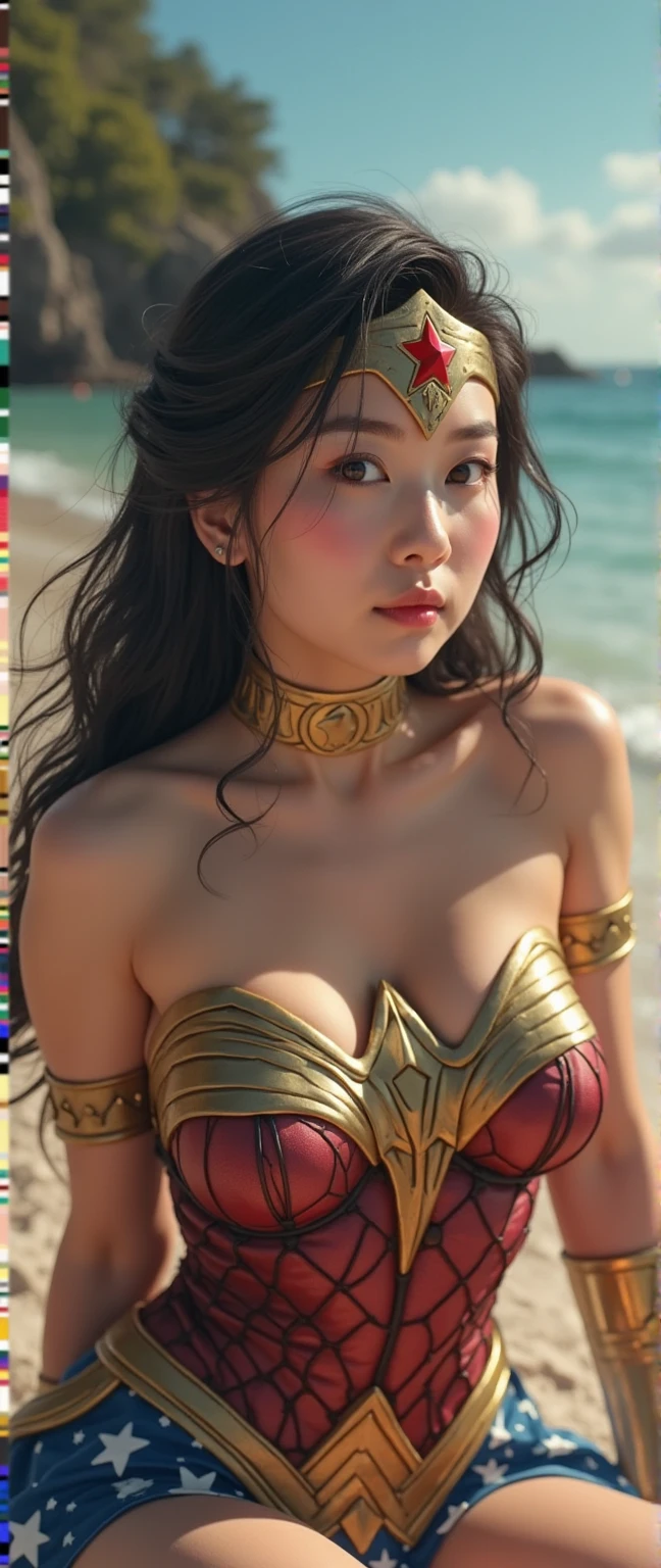 A masterpiece of photorealism, Highly detailed, photorealistic 8K photos, Highest Hyper-Realistic Quality, Volumetric Lighting and Shadows, Young woman with pegasus saint_armor, ((Large Breasts:1.3)),Shag Dark Red, Rock Concert Stage, Aerial shot of dramatic cloud formations