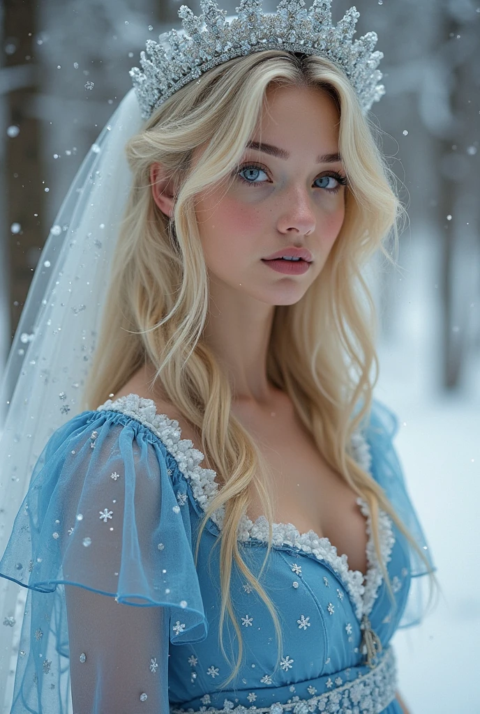 From below. portrait of an ultra hot orgeous European woman, age 23, blonde bun and wavy hair.
she's a men magazine model. She has a subtle smile and flirts with the camera.
( she's standing upright in a snowy French garden of a 18th century French castle, wearing a 18th century French countess dress:1.2), sexy pose. winter starry night. northern lights
perfect eyes, perfect hands, perfect body, perfect hair, perfect breast, hair behind ear, blurry foreground, UHD, retina, masterpiece, accurate, anatomically correct, textured skin, super detail, high details, high quality, award winning, best quality, highres, 16k, 8k,