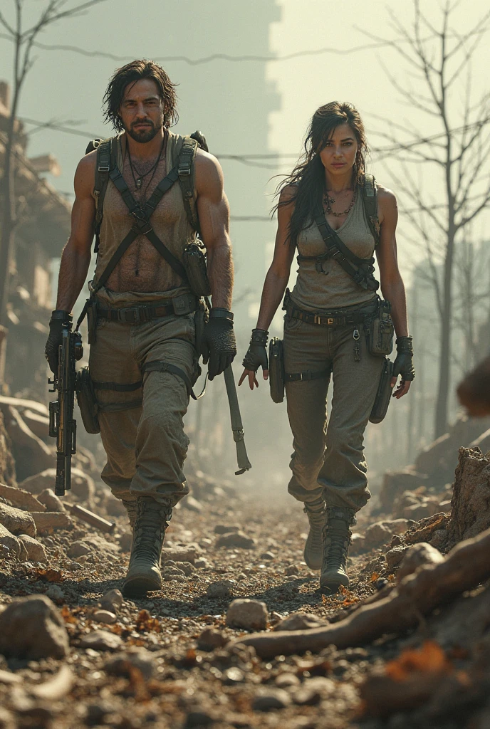 Leon and Agüita with guns