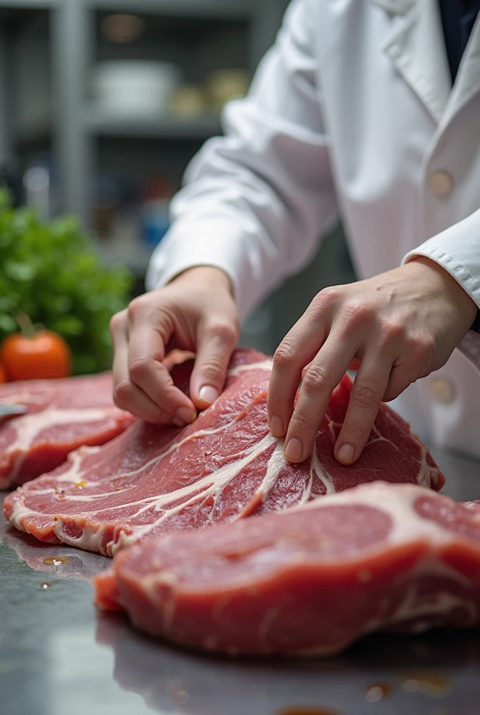 someone cutting up a piece of meat on a cutting board, eating meat, carving, cooking it up, meat, extremely intricate, accurate and detailed, barbecue, super realistic food picture, juicy meat, meat with veins, smoked layered, epicurious, centered shot, steakpunk, absolutely outstanding, ready to eat, accurately portrayed, realistic artwork, highly intricate