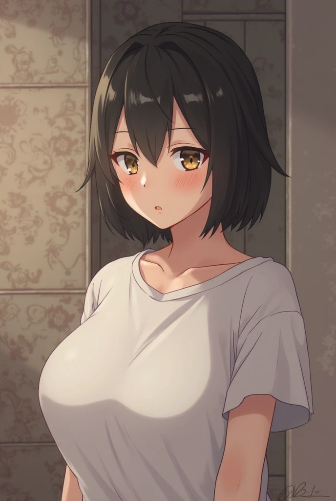 One woman, Front Blush, Close your mouth and eyes , Short Hair, Black Hair, Feel Small Breasts Pubic Hair 8k, Very detailed, 16K, (naked), Outdoors, Walking, Dark Eyes, Beautiful Nipples, Collar, Cum in Mouth