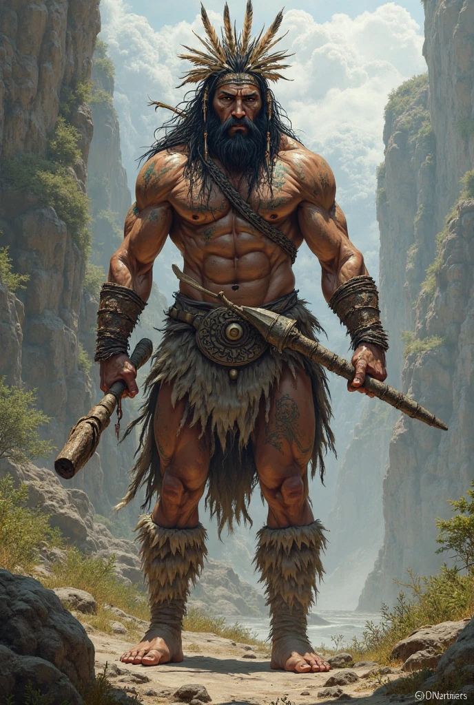 ((Best Quality)), ((Masterpiece)), (detailed), Conan the Barbarian stands tall in an ancient lost city. Perfect figure with clear silhouette, replacement background, lush woods, there is a tiger, the tiger has a fierce demeanor.