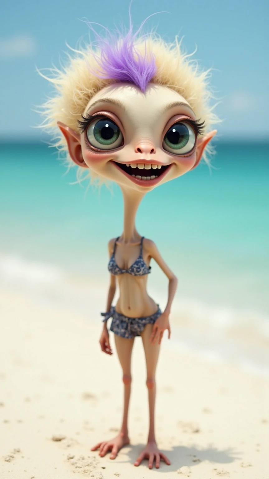 old scared vladimir putin-chipmonk hybryd mutant, in pink swimming suit