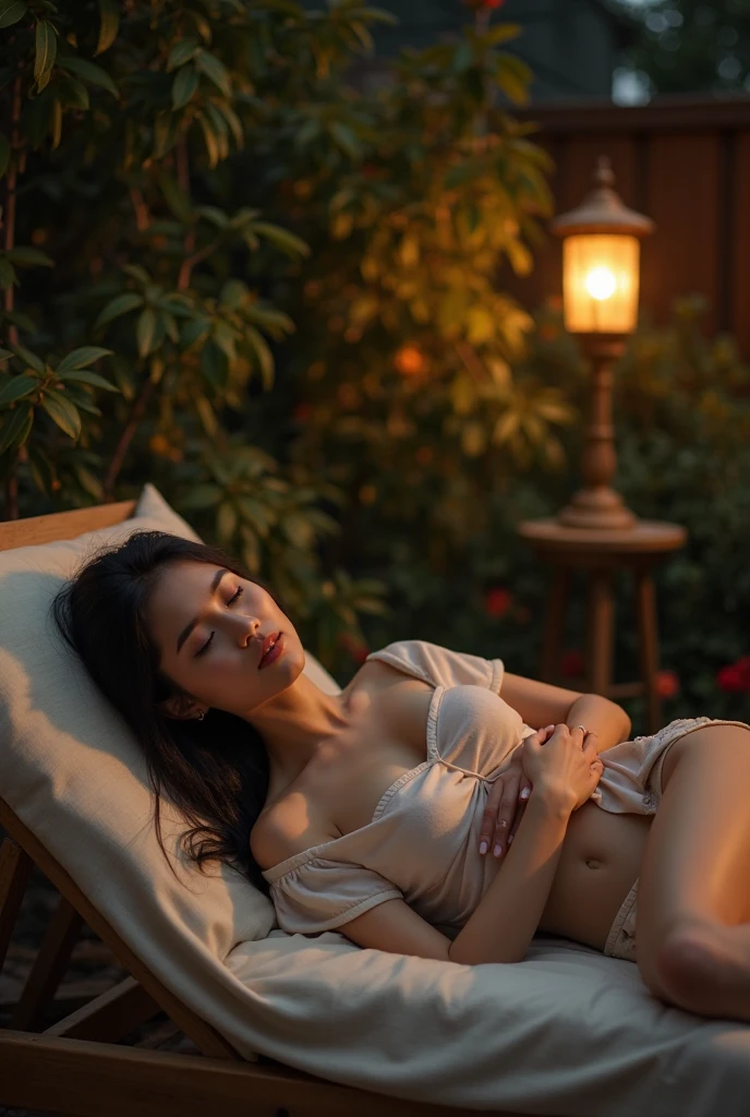 Create a highly realistic scene of a 13-year-old Italian girl kneeling on the balcony of her rural home at night, engaged in prayer while gazing up at the night sky. She is dressed in a light, summery pajama set: a sleeveless top with thin straps and loose, flowy shorts, designed for a warm summer night. Her shoulder-length brown hair gently frames her face, slightly tousled by a faint evening breeze. Her expression is serene and reflective, her hands clasped together in prayer as she looks upward with a peaceful gaze.
The balcony is rustic, featuring a wooden railing and a few terracotta pots holding plants, which cast delicate shadows in the soft light from a small lantern placed on a nearby table. The girl kneels on a plush cushion placed on the wooden floor, her knees slightly bent, and her posture straight yet reverent.
Above her, the night sky is a deep, rich blue, filled with a multitude of twinkling stars. The absence of the moon enhances the sense of depth and tranquility in the sky. Below, the landscape is a dark silhouette of rolling hills, dotted with clusters of trees and faint outlines of distant farmhouses against the horizon. The countryside is bathed in darkness, with only the starlight and the soft glow from the lantern illuminating the scene, creating a peaceful and secluded ambiance.
The warm night air is punctuated by the soft sounds of nocturnal insects and a gentle rustling of leaves, adding to the serene atmosphere. The scene captures the quiet beauty of a summer night in rural Italy, emphasizing the girl’s tranquil moment of prayer as she kneels on her balcony, immersed in the spiritual and tranquil surroundings