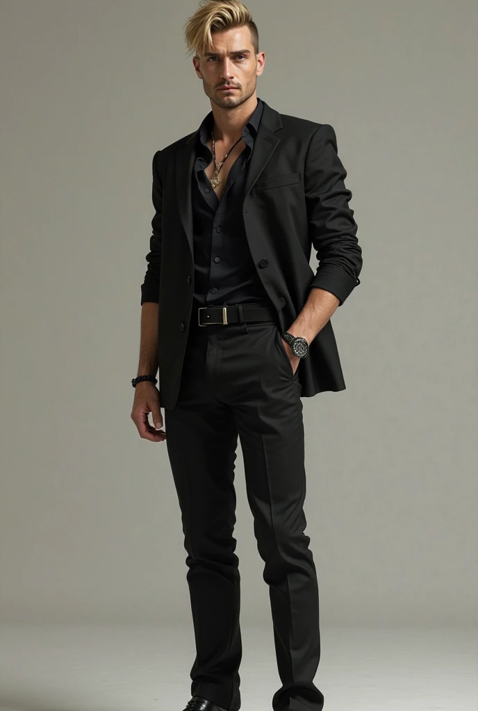 Hot 6'3 masuclar designer clothes and nike air man aged 22 and hes western by the way beardless and white hair