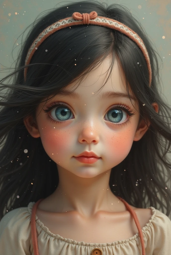 boy with blue eyes, dark brown straight hair, white skin and angelic appearance