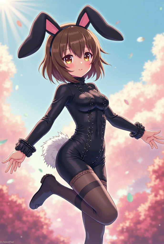 anime sexy boy, Wearing a sexy bunny costume with a bow tie