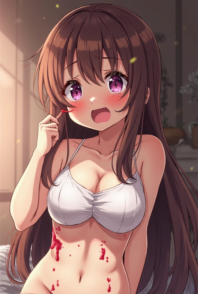 masterpiece, hightquality, top-quality, hight resolution, 4K, high-detail, beautiful lighting,extra detailed face, well-drawn hands, well-drawn legs,well-drawn feet,well-drawn eyes,1girl in, masterpiece、top-quality、hight resolution、Yoko Akabane、verd s eyes、PINK Underwear、Delicate and beautiful pink underwear、(blushed face:1.4), (Heart-shaped pupil:1.4), (perspired:1.5),White liquid all over the body、Covered with yogurt、A large amount of white yogurt on the chest and tongue、A large amount of white liquid on the chest and tongue is all over the body、、delicated face、medium cleavage、Music room、Angle from the top、getting wet、Damp skin、Mass sweat、Tecali、shinny skin、perspiring、Thinness、Open your mouth wide to the maximum、put out the tongue、Show the armpits、to stand、Glamorous、sexypose、1 boy、((White liquid))、((White sweat))、White sweat、White sweat、 Blushing:1.3, full of sweat:1, hard breathing、Sex Expressions, flustered, heart in eye, blush, Drunk, Open mouth,涎、droolng、Sigh、Overbreathing、agitation、lascivious、Rut