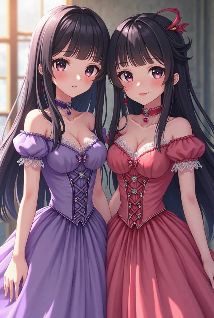 (Twoheads), (twoheads:1.5), Raiden Shogun character, two women in pink dresses are walking down the street, beautiful gemini twins portrait, alena aenami and lilia alvarado, anna nikonova aka newmilky, wearing a pink dress, beautiful gemini twins, dressed in a pink dress, pink dress, cute girls, soft silk dress, anna nikonova, beautiful girl model, two girls, silk dress, beautiful girls