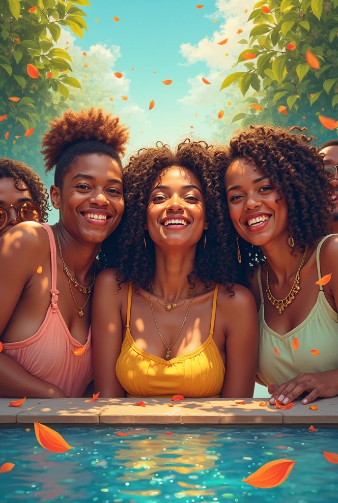 Two African ladies shouting at another African lady