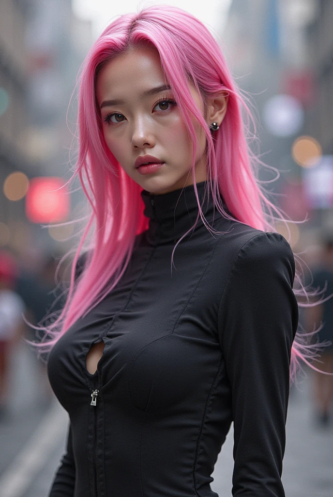 (masterpiece:1.2, best quality), (real picture, intricate details, accentuated super huge enormously gigantic breasts deep cleavage showing), solo, girl, Clothes: edgy, harajuku inspired avant-garde, experimental Appearance: shaved head or bold hair color, dramatic makeup, unconventional fashion choices Behavior: rebellious, non-conformist, provocative Location: luxurious bedroom, underground music scene Hobbies: attending punk shows, creating mixed media art, experimenting with different subcultures Values: individuality, authenticity, creative expression Inspirations: punk rock music, counterculture icons, avant-garde art movements Personality traits: bold, daring, unconventional. Neon pink short hair emo pin up girl, striking a sexy seductive slutty pose, fullshot, centered image, ultra detail, extremely face detail, extremely eye detail. Neon pink long hair, eye detail, very eye detail