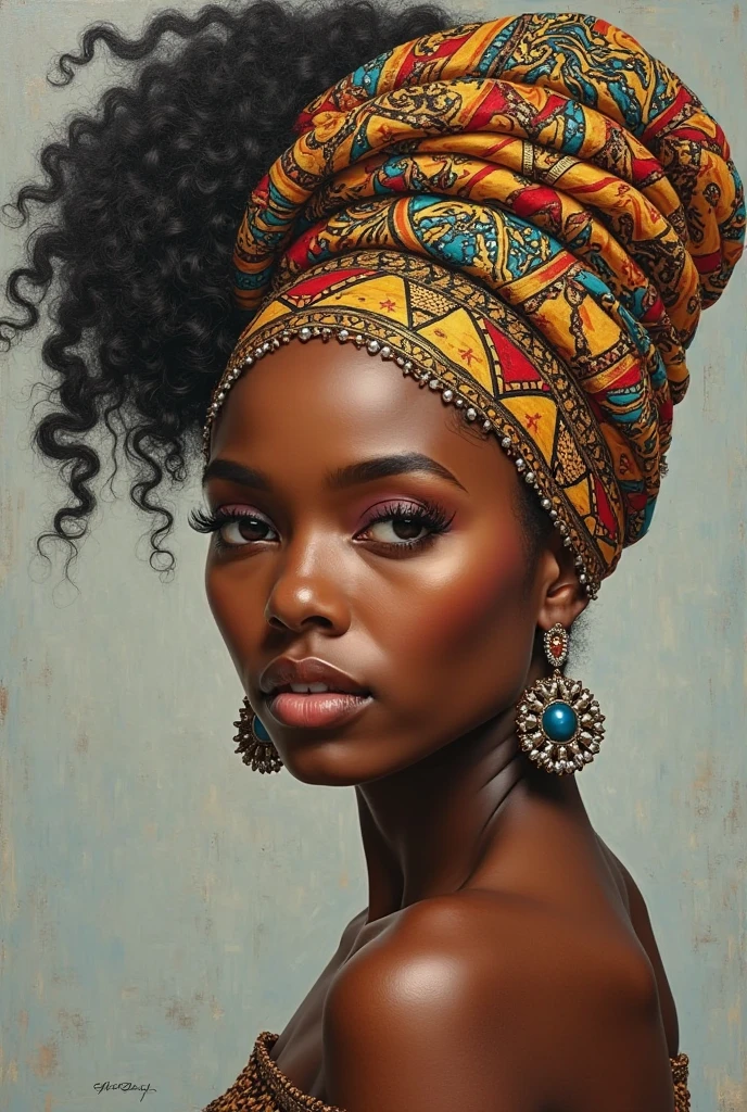 Seductive African queen canvas painting