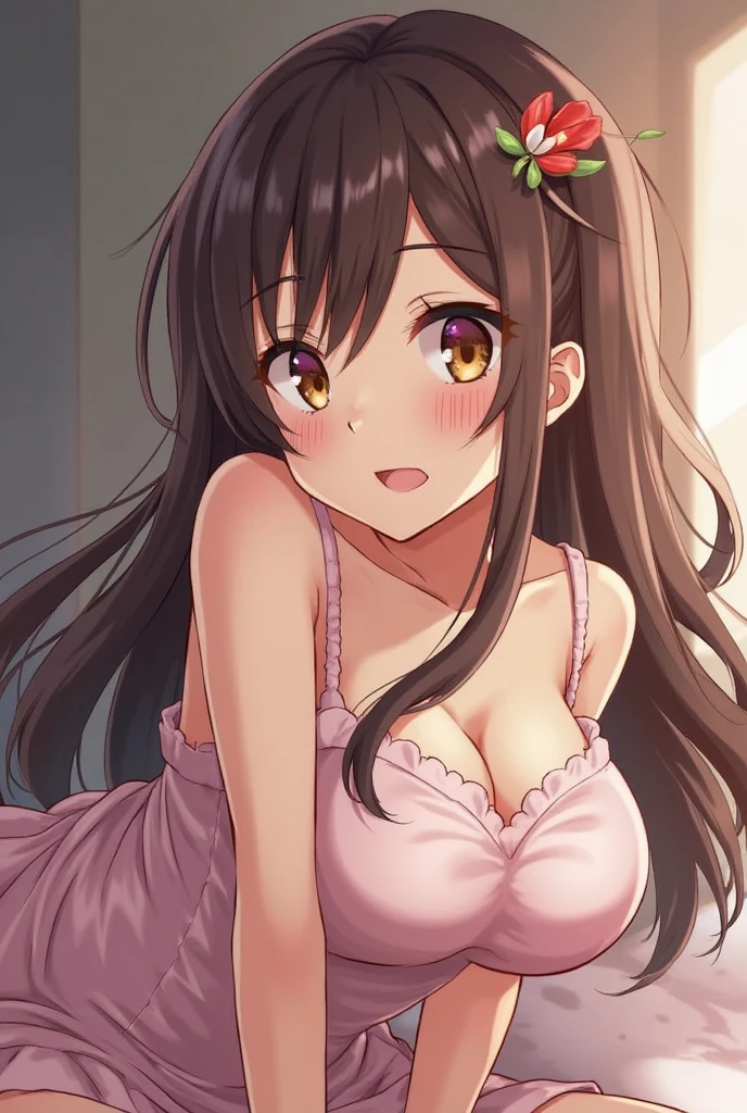 masterpiece, best quality, illustration, highly detailed, misakiao, hair ribbon, beautiful detailed eyes, blush, wood floor, ballerina, sleeveless leotard, cleavage, (tutu)