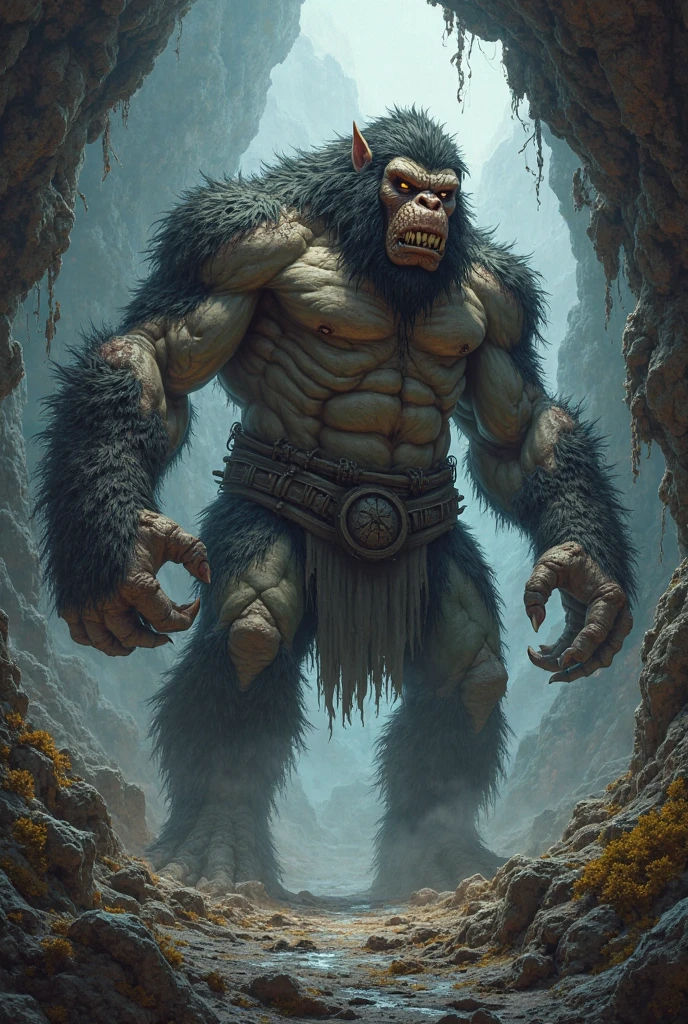 troll, RPG, dvd screenshot, 1980s cinema, dark fantasy, realistic, detailed