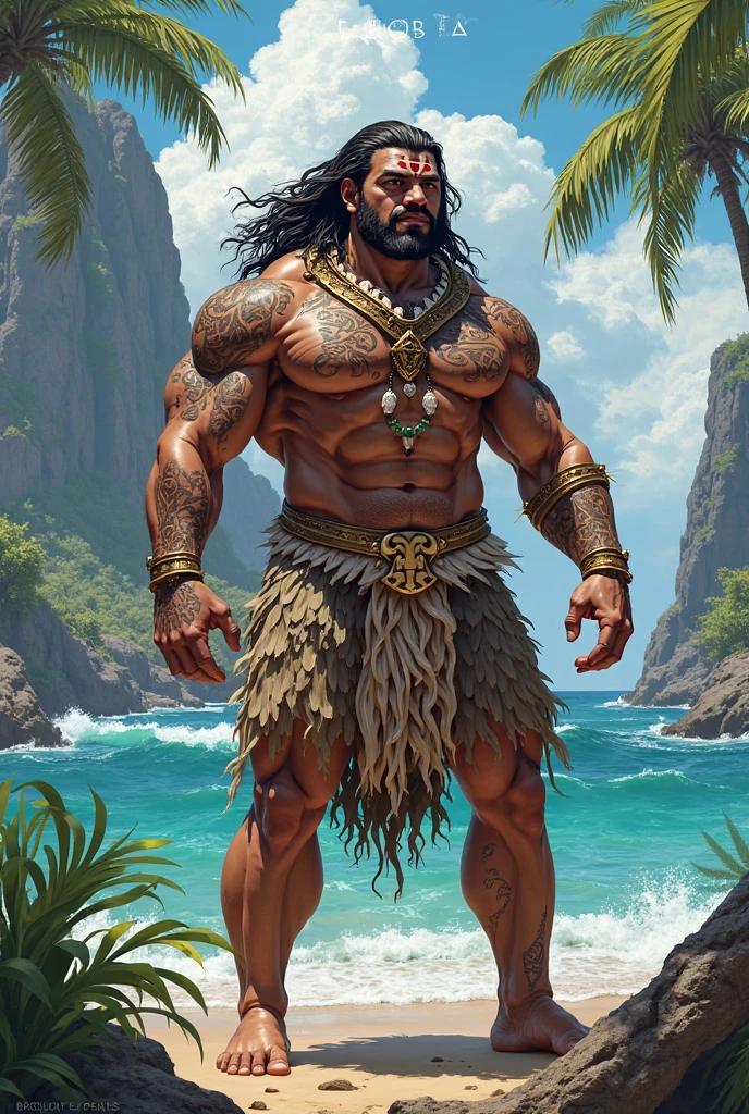 Caboclo Pena Branca, now sculpted into the titanic form of a legendary bodybuilder.
His stature is an anthem to raw power, a monument to physical dedication, the physique of a war god molded by years of intense training. Skin, a living bronze etched with indigenous features, radiates the warmth of the earth and the strength of the sun. Eyes, deep a, possess the cunning of a predator (of Oxóssi) and the vastness of the ocean (of Iemanjá). A thick, grizzled beard, dyed with the wisdom of 43 years, frames his face, adorned with white feathers that shimmer like halos.Hair, thick as forest vines and gray as ocean foam after a storm, is braided firmly and adorned with exotic plumes and rare seeds. Thick braids, intricately woven, bear turquoise and emerald green beads, as if they were jewels plucked from the sea and forest. A wide, imposing white band adorns his forehead, revering the ancestry of Caboclo Pena Branca and the purity of Oxalá.The bare torso is a roadmap of voluminous, defined muscles, striations crisscrossing the skin like rivers of strength. Arms like tree trunks, thick and veiny, bear bracelets made of bones and teeth of legendary beasts, hunting trophies and amulets of supernatural power. Legs, inverted Doric columns, end in bare feet that dig into the earth with the firmness of roots, connecting him to the planet's vital energy. Pena