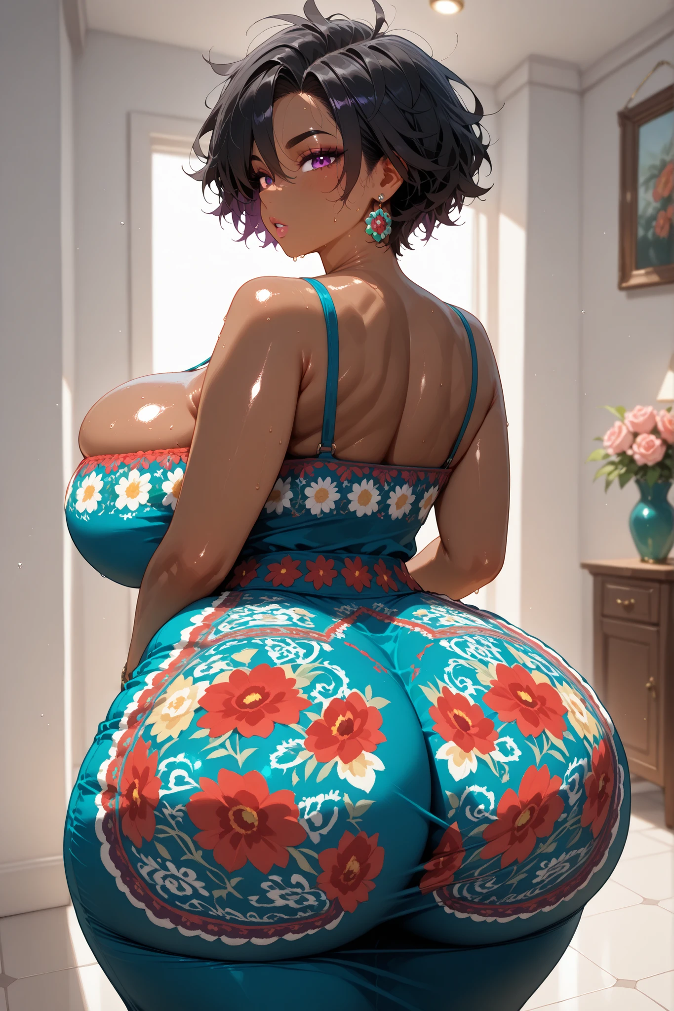 mirabel madrigal, (((brown skin))), detailed skin, perfect legs, perfect thighs, (((curvy body))), BIG BREASTS, INVITING TO SEXY pose Big ass seios grandes bunda grande