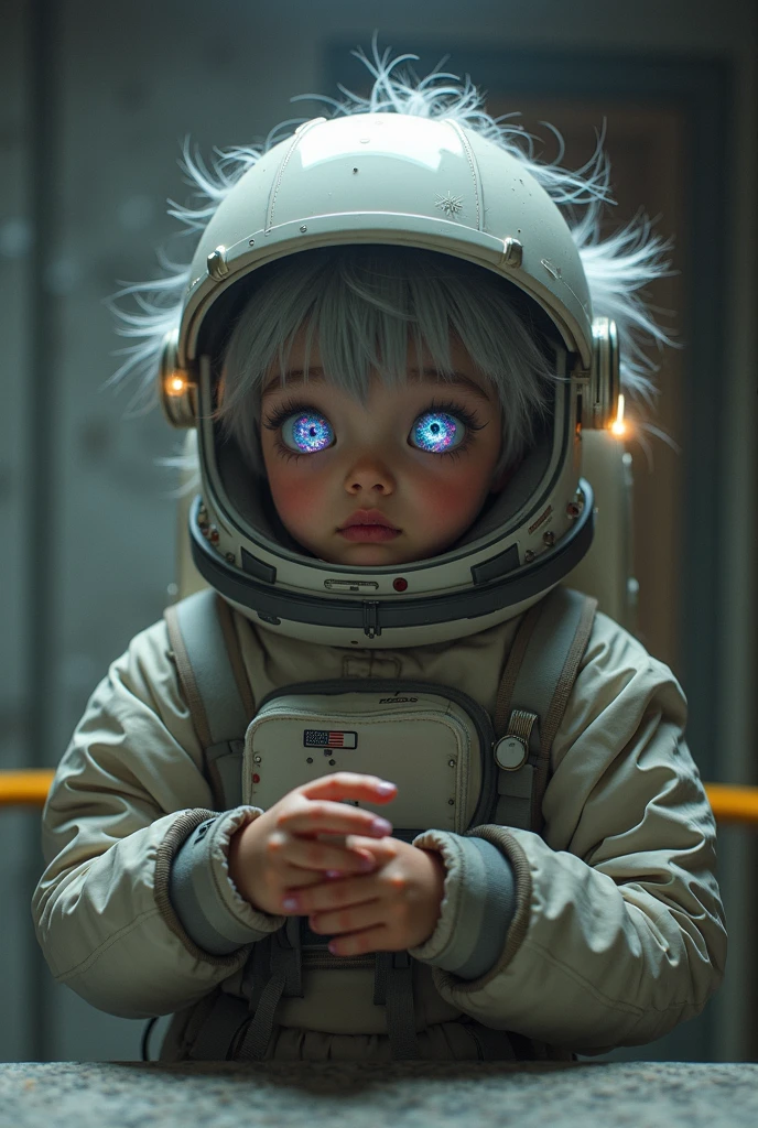 Extraordinary portrait of an unfamiliar microscopic cyberpunk , 4 years old girl, baby girl, four years old, showcasing their adorable and small features over a green tech-infused high fashion style, meticulously captured in professional photography. 8k resolution guarantees a stunning level of detail and beauty for this intriguing and exotic extraterrestrial subject, leaving the viewers in awe of its unique charm.
In this extraordinary portrait, a small and adorable cyberpunk is brought to life through the masterful blend of state-of-the-art technology and artistic vision. The distinctive blue tech-style fashion adorns their diminutive form, with intricate w