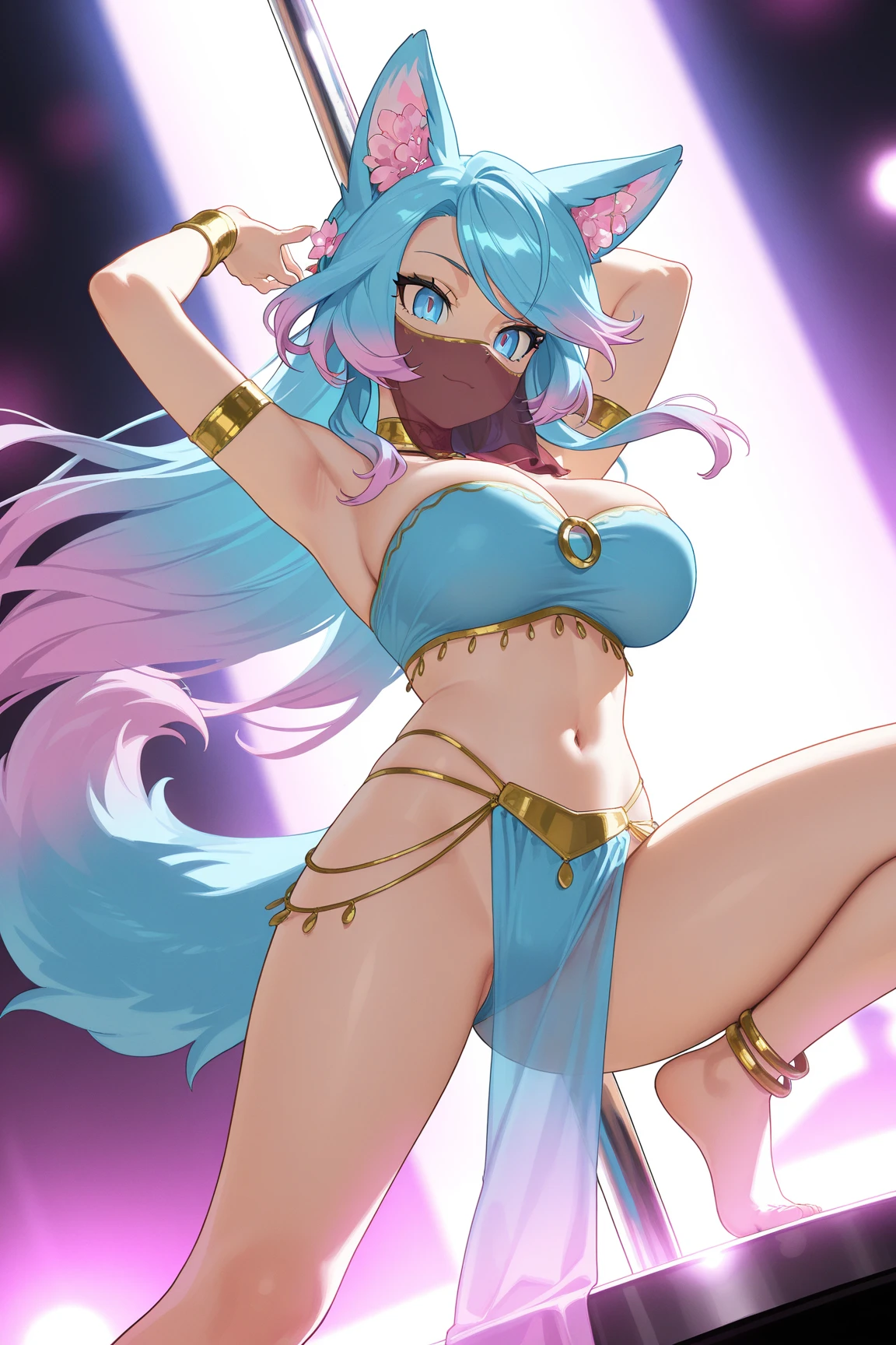 female Dancer Banny , Intense dance movements , transparent Loincloth dance costume , Unruly tits , Slow Shutter , (ss 1/15) , bouncing breasts , unaligned breasts
