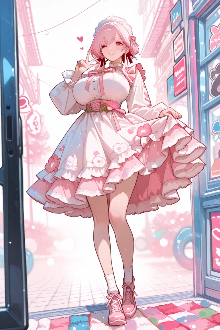 Pink Ta Highest Quality、anime style、masterpiece、iPhone camera-style portrait ...