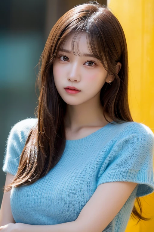 (The best product,High resolution,masterpiece:1.3),A sexy and beautiful Japan,slim body,((side parted bangs,Brown hair,Fluffy wavy style))、Tie a ponytail、Beautiful and smooth G cup breasts、Show cleavage,wearing a pendant,(The background is on the bed ),Delicate sunlight、in bright room,Details on faces and skin textures are beautifully rendered,Delicate and sexy eyes,double eyelids、Sexy lips biting、facing the audience、Sexy expression、The body is soaked、full-body shot、Sexy relaxed forward position、a pendant,wearing a suit、Makeup、full-body shot、Smile、delicate eyes、sexy makeup、full-body shot,There is a small mole under the right eye 、Gray pupil