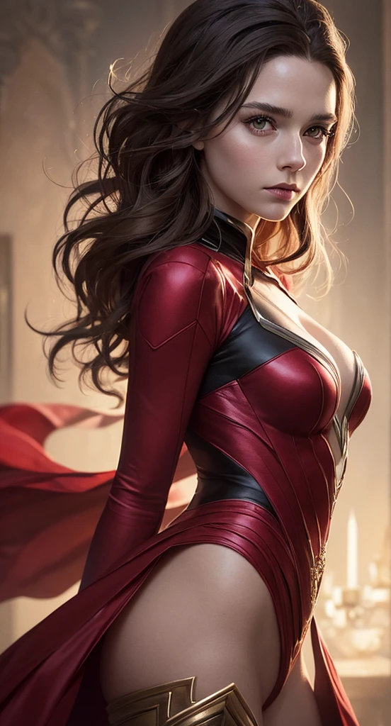 NSFW Scarlet Witch из комиксов Marvel, fantasy setting, Dynamic poses, whitebackground, Character concept, character art, Character portrait, tmasterpiece, beste-Qualit, best resolution, 8K