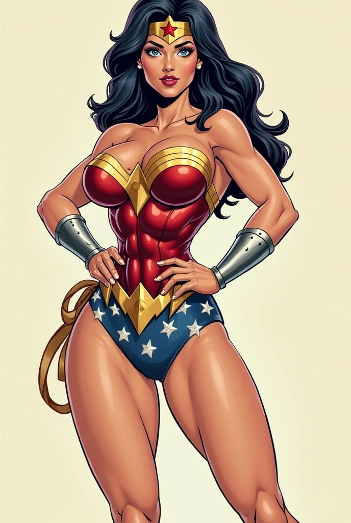 Vintage drawing of Wonder Woman in a sexy, cut-out bikini for a profile picture