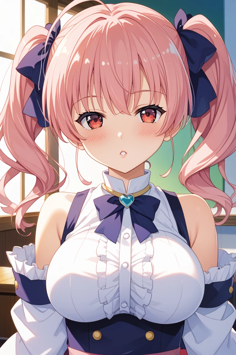 (Highest quality, 4K, 8k, High resolution, masterpiece:1.2), Very detailed, Picturesque, Animated Photography, Photo Animation:1.37)、Japanese schoolgirl、(Pink Hair)、(short hair)、(Butterfly hair)、Black choker、storehouse、Ecstasy face、Maid clothes、Sweat、Are crying、vapor、trembling、Nakano Nino