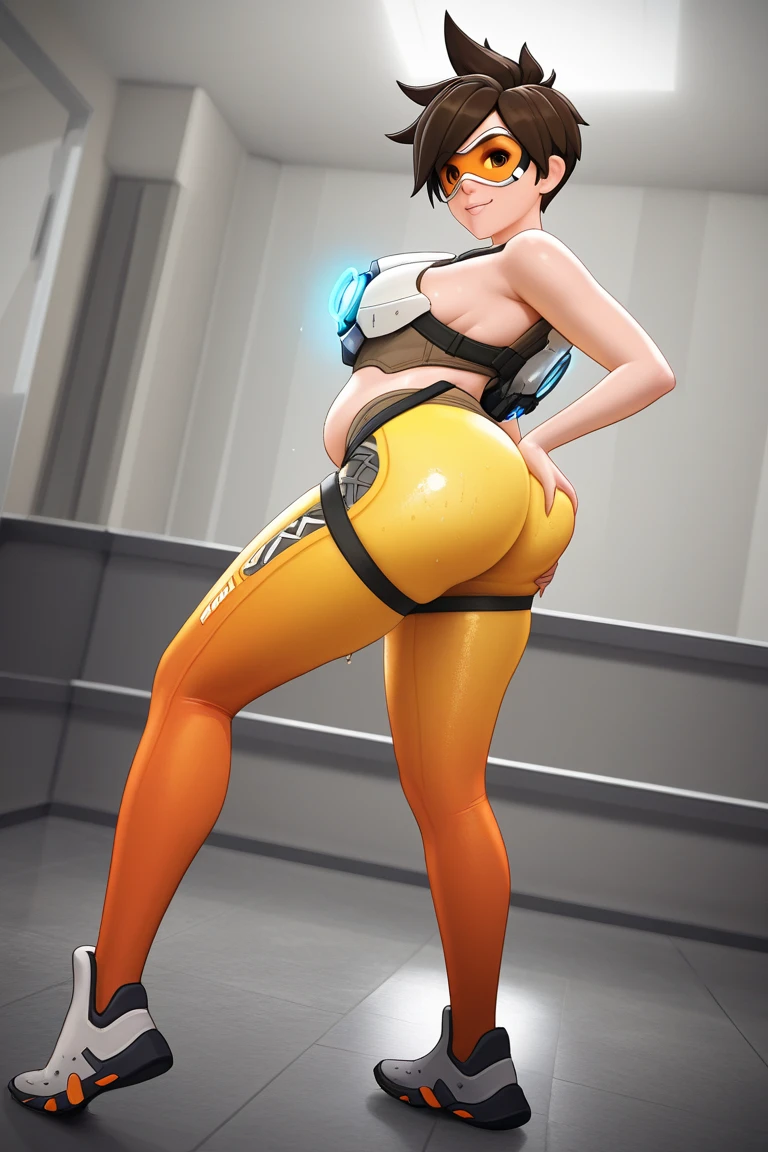 Tracer from Overwatch,cutesexyrobutts,large breast,bottom view,back view