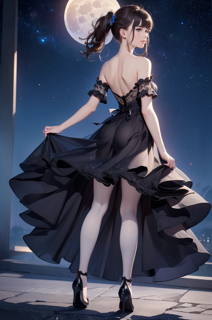 Columbina_(genshin impact) VTuber, multicolored hair, black hair, pink hair, flowing hair, floating hair, ornament hair, perfectly body, perfectly hands, dark pink rose on hair, 1 girl, Looking at the audience, flowing hair, Beautiful Eyes, Plump and glossy lips, Idol, dress with too many frills, black dress, gold laces, black Short skirt, Drape clothes, red gem, Lace trim, bright stage, luxury gold details, gold jewelry, more details, best quality, Big sparkling eyes, blushing, Striped Lace Stockings, black Lolita skirt, sparkle, solo, centered girl, cowboy shot, perfectly body, perfectly hands, two arms, two legs, two hands, five fingers, perfect anatomy, glowing hair, red roses, 1girl, dress, solo, flowing hair, floating hair, ornament hair, perfectly body, perfectly hands, on the stage, sparkles, more details on her clothes, dress with transparency, golden details on her dress, night, holding a microphone, ((4k, masterpiece, top-quality)), 8k, best quality, high resolution, UHD, (illustration:0.8), super cute girl, delicate and beautiful face, mature girl, super cute hairstyle, (beautiful detailed eyes:1.6), extremely detailed face, perfect lighting, extremely detailed CG, (perfect hands, perfect anatomy), Best quality, cleavage, small skirt, full Body, two arms, two legs, two hands, five fingers