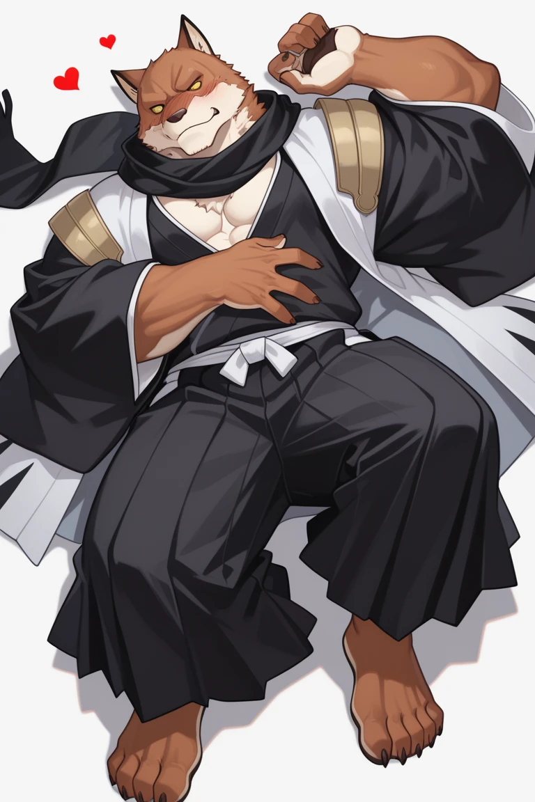 zaraki kenpachi from the bleach universe, wearing eyepatch, sitting in a japanese style patio on a tatami mat, drinking sake, looking at the sakura garden, photorealistic