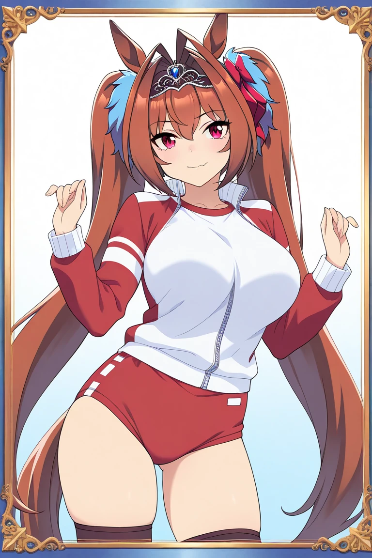 masterpiece, best quality, detailed, highly detailed, ultra detailed, extremely detailed CG, high resolution, 4K, 1girl, solo, aston machan \(umamusume\), horse tail, horse ears, big breasts, standing, from below, school swimsuits, wet, cameltoe,