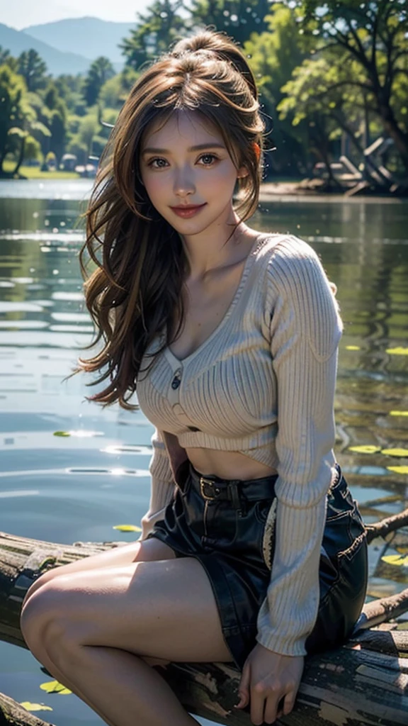 Niagara Falls、Grand Canyon、Las Vegas、Spectacular viewasterpiece,best quality,ultra detailed,highres,high-resolution,4K,realistic,RAW photo,((real person)),portrait photography,photorealistic,detailed skin,(delicate black eyes ), A soothing woman with sagging eyes,Calm and calm, middle hair,skinny,clothing,The wind is blowing,tareme、(huge breasts)、She wears a summer sweater against her bare skin, with her panties peeking out.、An innocent smile、Cinematic Lighting、Professional Lighting、