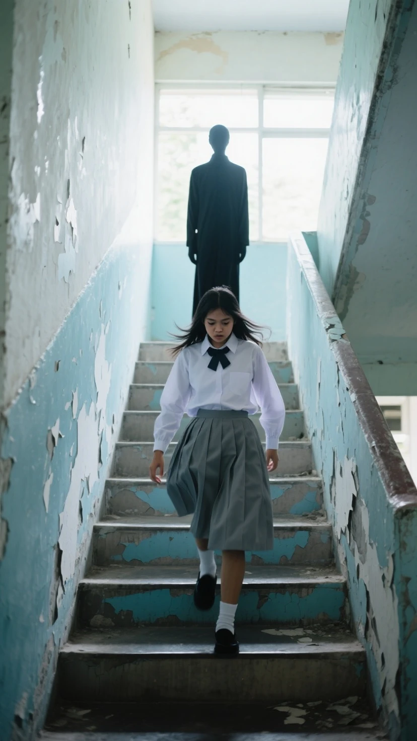 picture of student walking to class in school