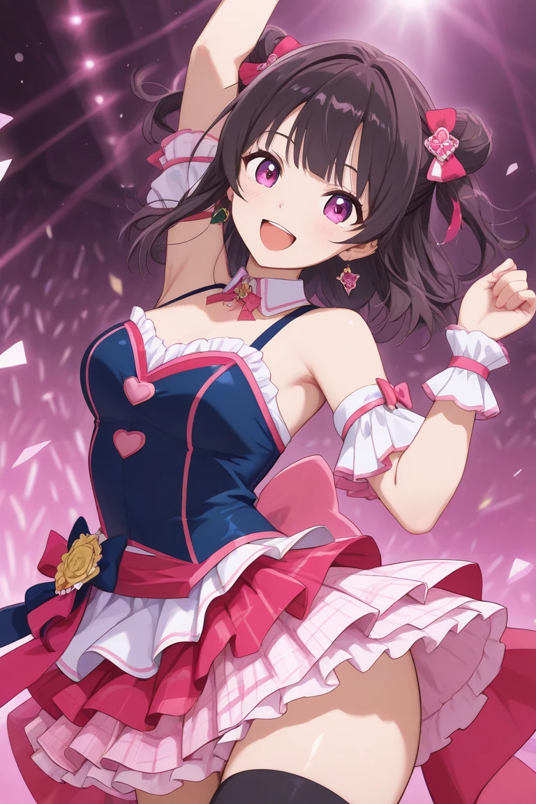 hightquality、masutepiece、Clean face、mekosji、invisible clothes、Opening legs、very transparent clothing、very transparent underwear、Open your legs、Open your legs on your back、Opening legs、Open your legs in an M shape、Chignon、A smile、plump thighs、Navel、Chest、Perforated lingerie