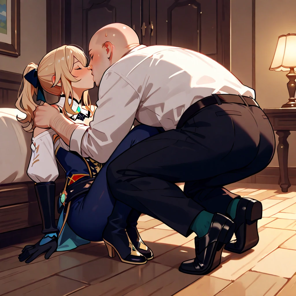 score_9, score_8_up,score_7_up, score_6_up,source_anime, BREAK uncensored, official art, official style,anime_screencap , anime coloring ,dbj , qqx, cch, [[zjw]] , 1girl, SaberFS, blonde hair, green eyes, short hair, french braid, ahoge, beautiful lips , SaberCasual, white shirt, neck ribbon, long sleeves , high-waist skirt, blue skirt, black pantyhose ,full face blush ,(((saliva))), (((pussy juice))) , (((seductive smile))) , (((saliva))) ,(((pussy juice))) , (((ecstasy))) , (((orgasm))) , rating_explicit, perfect anatomy, anatomically correct hands:1.3, BREAK source_anime,(ultra HD quality details) ,blue brick wall, dark room, dungeon, She puts her hands on the wall , vaginal,sex , sex from behind, standing sex, bent over, doggy sex , (((rough sex))) ,(((rape))) , (((motion lines))), (((speed lines motion blur))) ,side view,1boy,Wicked smile , (((Dark-skinned man))) , (((Muscular man))), (((ugly man))) , (((height difference))) , (((age difference))), (((father and daughter))) ,(((Grab her ass)))