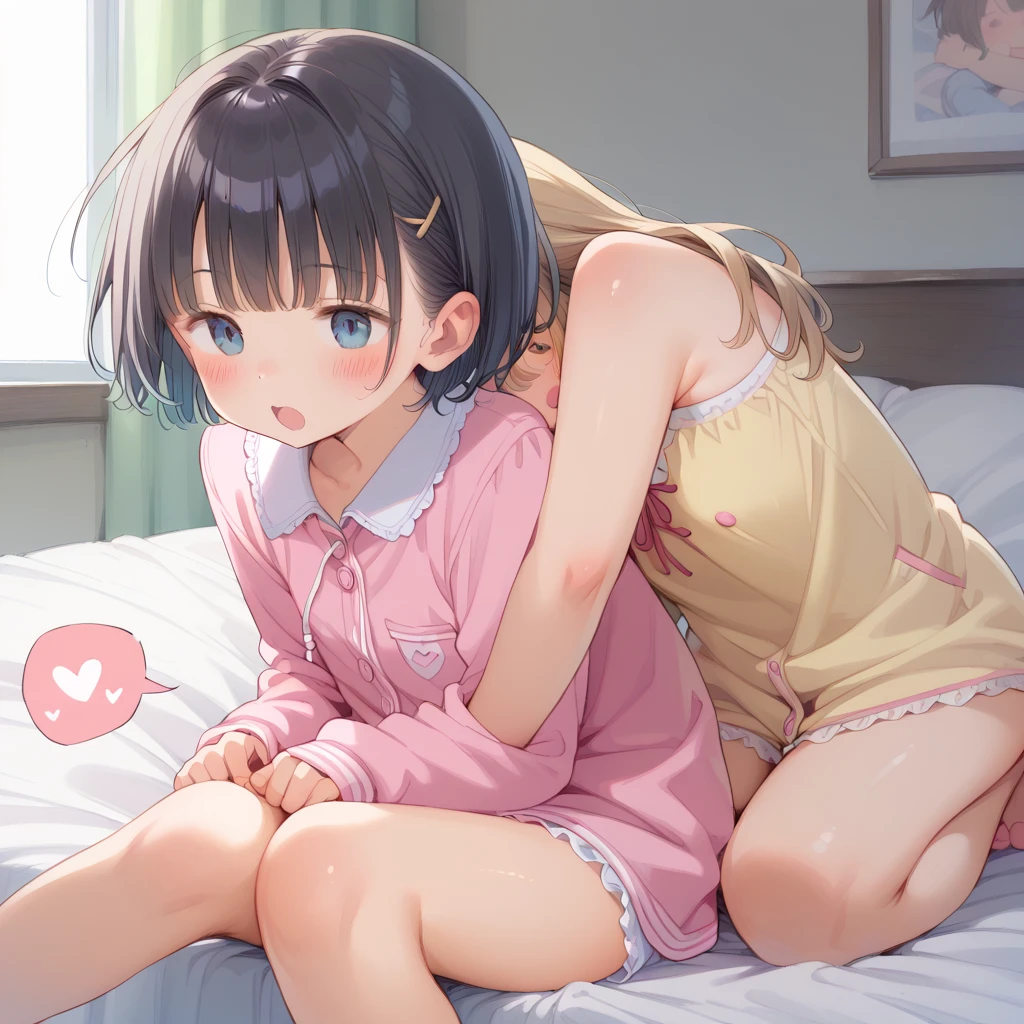 masutepiece, Best Quality,Illustration, Wallpaper, Ultra Detail, Little Face Lori、((fear:1.5))、(Teary-eyed:1.5)、(((Cute underwear)))、She makes me lie down and spread my legs.