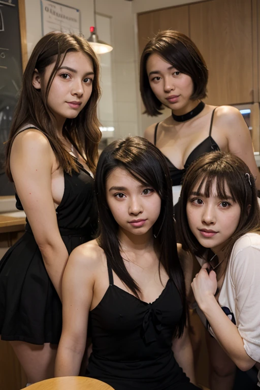 (Highest quality:1.2),32k HDR,High resolution,(20-year-old woman),(Ultra Wide Angle),(View from above:1.2),((Glaring at the camera)),(Japanese women),((Three Women)),(Tattoo),Flat bangs,Dark Room,Medium chest,Squat with your feet apart,Show off your crotch,両腕をhandcuffsで繋がれている,((handcuffs)),薄Dark Room,ruins,Embarrassed, moist eyes,Sad expression,Looking into the camera,Very beautiful eyes,Flat Chest,Tragic,A fleeting expression,,((全身にTattoo)),((Constraints)),((Lock)),((Plate at your feet,Dog food dish)),((Staring straight ahead)),((Cat ears on the head)),((thin tail)),((3 peopleの女性)),((対象的な3 peopleの女性)),((short hair,Shaggy,Bob,long)),(Red Hair,Brown Hair,Black Hair,Silver),(Maid clothes),((Dark eyeliner)),((Red lipstick))),((3 people)),((Slanted Eyes)),((Big eyes)),((Hands)),((Women who are kept)),((じゃれ合うThree Women)),((Pets)),((Bold pose)),((Embrace each other)),