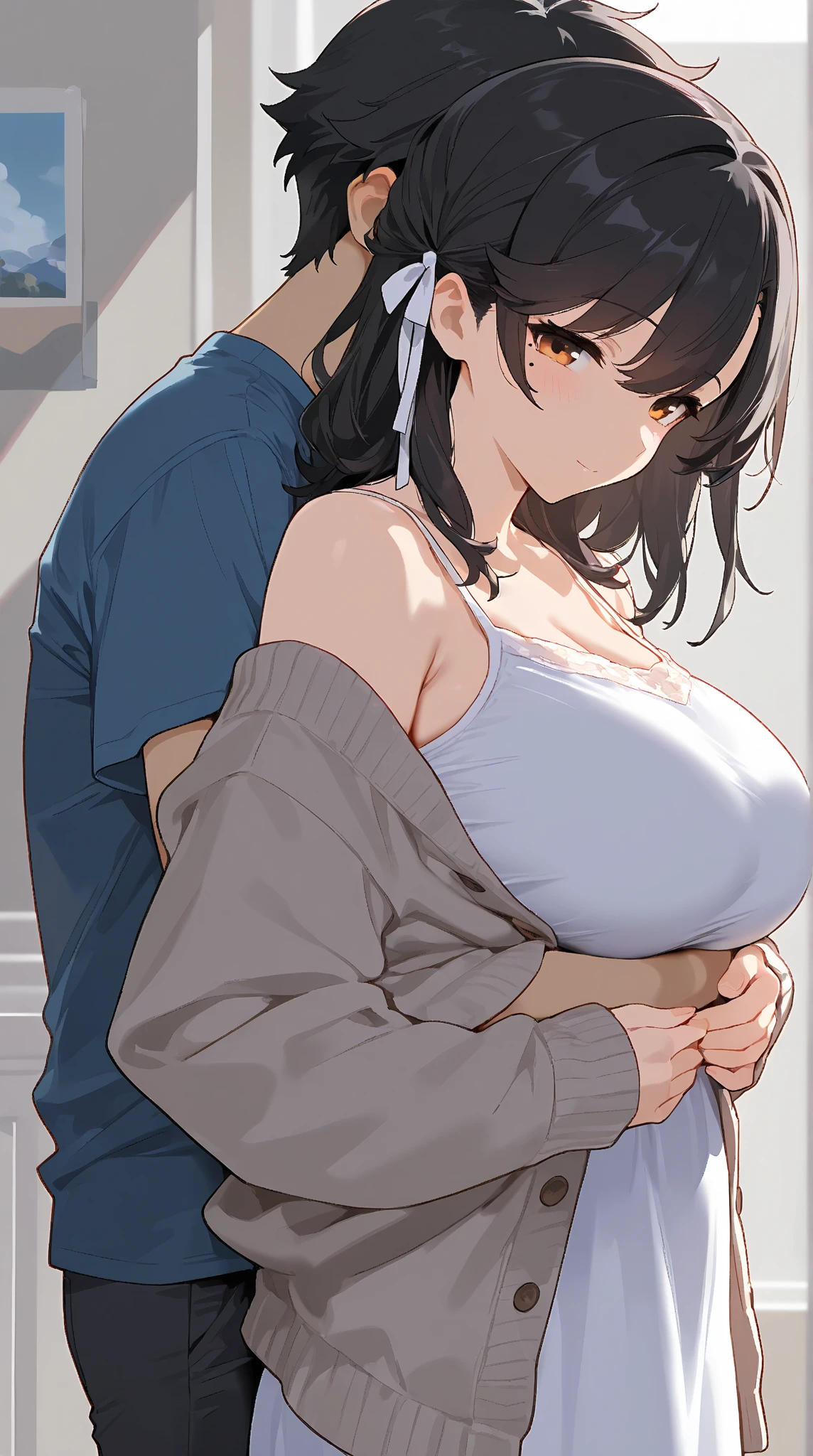multiple thick body large breast milfs wearing long uniform skirts and dresses show bare breast and nipples hanging out of dress standing in a line next to each other, ((show detailed lace pattern panties)), bath house, nsfw, different style panties, different color panties, nsfw, grabbing breasts from behind