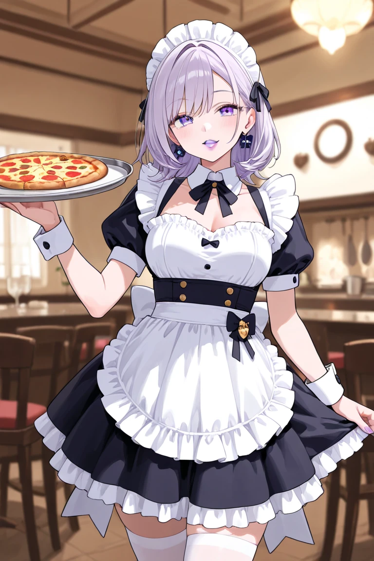 (best quality, masterpiece, detailed:1.1), <lora:belfast512-128-128batch3:1>, belfastpiping ,full shot of a woman in a pizzeria, apron ,beige shirt ,braid ,chain ,choker ,cleavage ,collar ,dress ,earrings ,french braid ,hair ornament ,hairclip ,jewelry ,low neckline ,metal collar ,ponytail ,blue eyes ,red apron ,red scrunchie ,scrunchie ,short dress ,short sleeves ,strap slip ,tied sleeves ,very long hair ,white hair ,wrist cuffs,
<lora:standingFullBodyWithBackgroundStyle_v10Offset:1>, white background, full body, Pizzeria, artstation, hdr, intricate details, rutkowski, intricate , detailed,