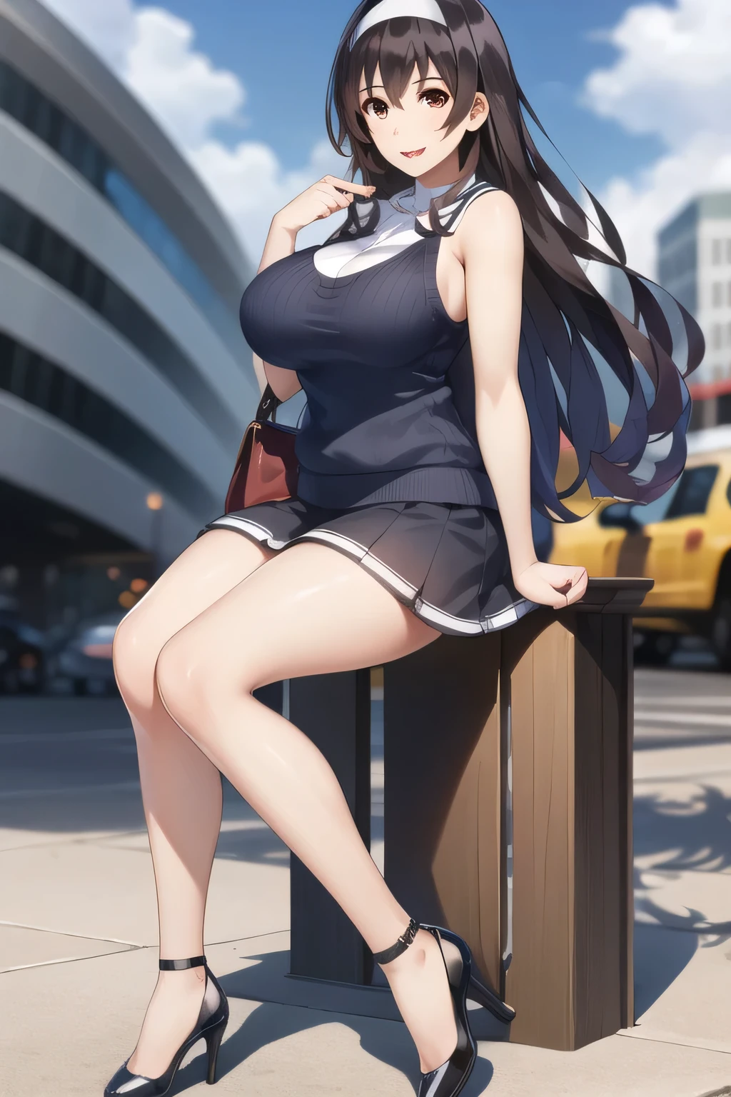 best quality, (masterpiece),(ultra-detailed), (high quality), (high resolution), (3heads:1.5) (brown hair), long sleeve sweater, ((scarf)), best quality:1.5, highres, UHD, 4K), smiling, winter boots, winter pants, detailed hazel color eyes, (mature woman), casual dress, sexy proportions, Beautiful girl with accentuated slender abs, long legs, seductive woman, lustrous and smooth skin, snowy park