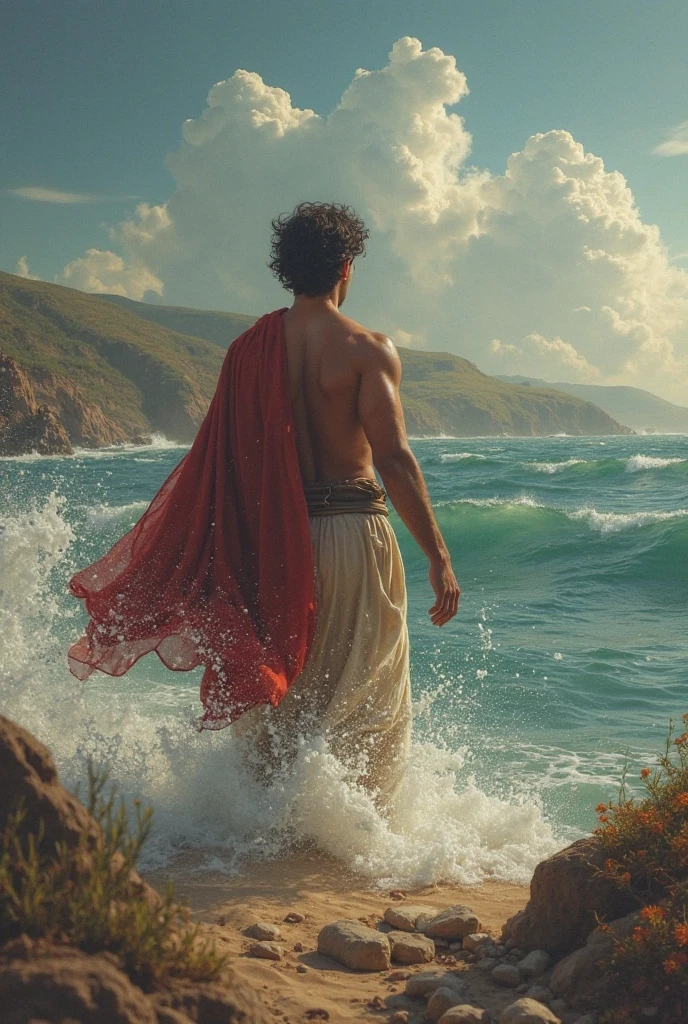 um retrato de(( um homem )) com barba, ((pernas musculosas)), ((peitoral forte e largo))in high definition, em 8K de ((um homem)) de 18 anos, (( Homem)), Deus do Mar, Deus do Oceano, Luthien, arte de deus, Deus da mitologia grega, Deus da Lua, Deus do amor e da paz, deus bonito, Mitologia do Deus da Terra, o deus Eros, Um retrato impressionante de um deus, Frank Kelly Freas, Estilo Karol Bak, ((beautiful face)), Ultra Definition, melhor qualidade, 32k ultra , Ultra HD