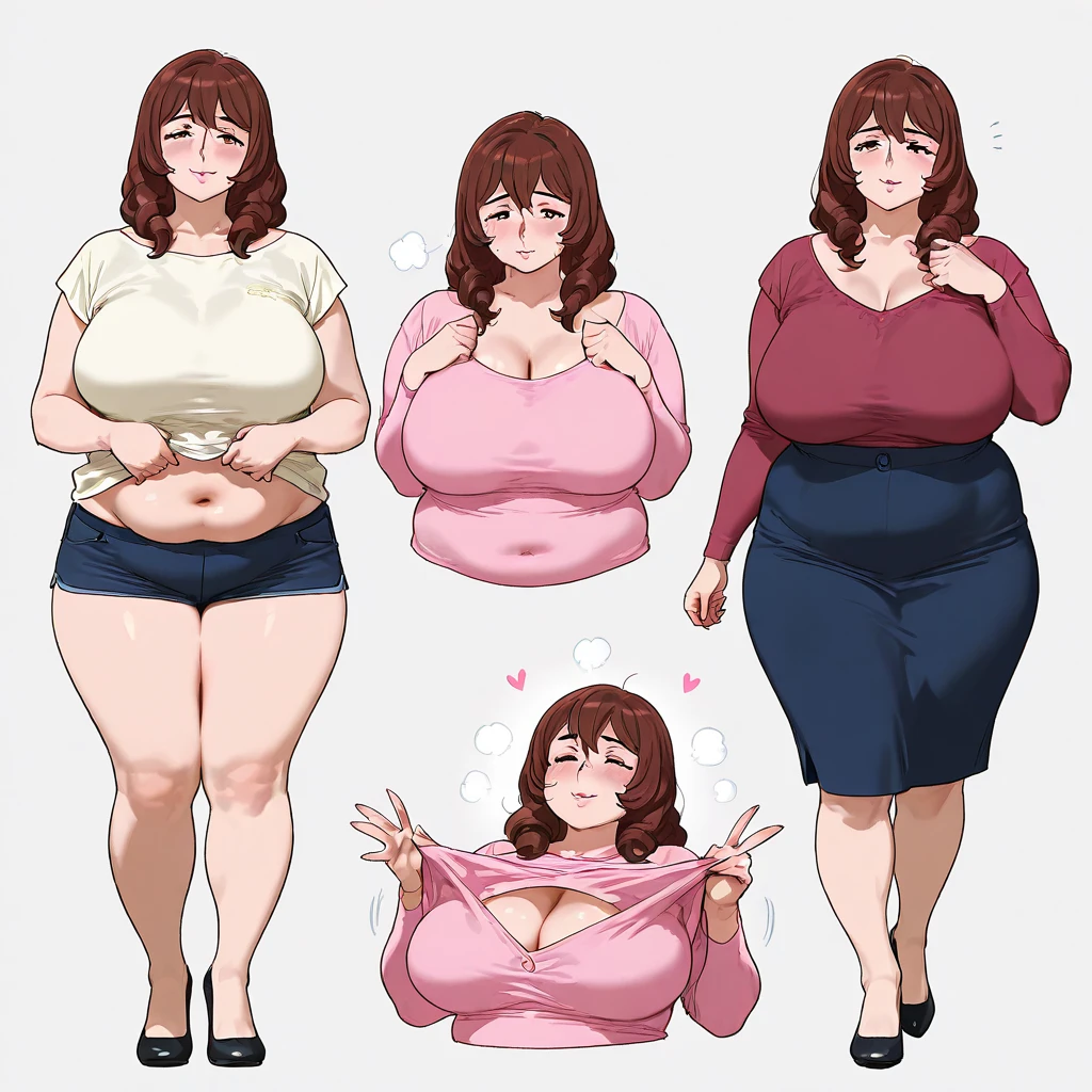 (masterpiece, Highest quality:1.2), One Girl, alone, whole body, Big Breasts,, Brown Hair,Big Breasts, Brown eyes, Mature Woman, ((Character design sheet)),Thick thighs,One Girl,((Between the breasts)),Pussy juice,Sexy pose,milking,milking,milking, Completely naked,Beautiful body, Beautiful breasts, Beautiful thighs,Are standing,Wet,pubic hair, Angle from below,