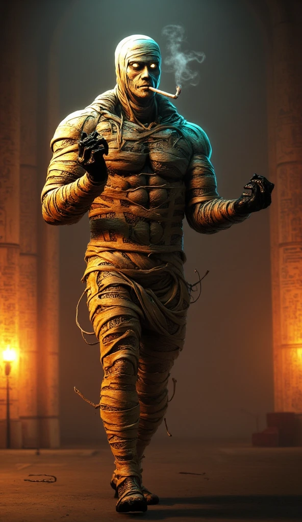 Photorealistic, ((best quality)), ((masterpiece)), (detailed), horror masculine portrait of adult model dressed up as a mummy, 50-year-old male model, evil look, dark look, powerful, mature face, sport body,slim and tall body, wearing Camouflage big bulging underwear, wearing military boots,He was standing in a shed in the army barracks., big muscular chest, sexy pose ,perfect , male , correct male scrotum, perfect scrotum, male structure, short detailed hair, Sexy guy, looking at viewer, highest detail, superior quality, natural lighting, beautiful, sexy, correct anatomy, good composition, man focus,amazing composition, front view, HDR, volumetric lighting, ultra quality, elegant,vpl,the middle of the picture,Fujifilm XT3 photorealistic art by midjourney,(Best quality, 8k, Masterpiece).,highest detail, superior quality, natural lighting,realistic shapes, realistic skin tones,Natural eyes,realistic eyes,Open your eyes,Have chest hair, Have belly hair, Have pubic hair, antique mummy bandages, mummy costume, egyptian ruins, (Sarcophagus:1.4), 8k, high detailed, ultra-detailed, Stylish Pose, real skin texture, dark cinematic lighting, night, dark night,Fujifilm XT3 photorealistic art by midjourney