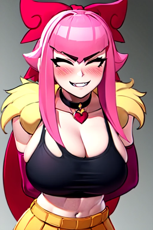 Busty pink haired girl in exotic clothing