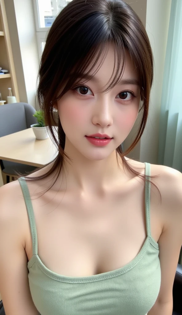 ((top-quality、8K、masterpiece:1.harp focus:1.2、A beautiful woman with perfect body:1.4、((Layered Haircut:1.2))、(topless, naked breast) (Snd beautiful hard nipple) 、(Insideo stores:1.2)、、Wet body:1.1、Highly detailed facial and skin texture、 Detailed eye、double eyelid、skin tanned、A sexy、sun burn