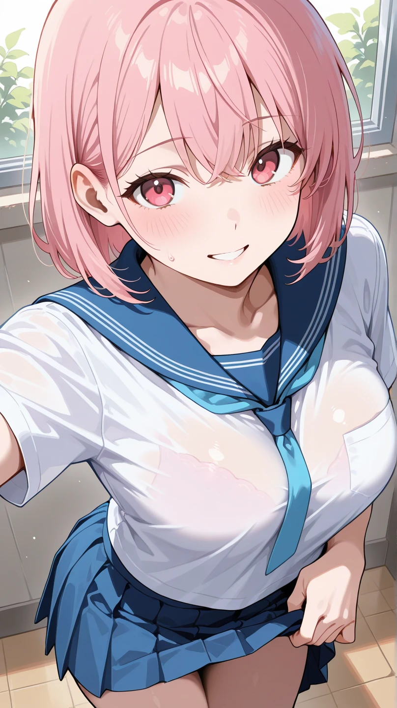 (dynamic angle),in the bathroom, Shower, splashing, rim light, beautiful lighting, strong light,pale Light orange Hair, long hair, twintails, hair ribbon, girl1, in the School classroom, (upper body), completely nude, (small nipples:1.2), (small areolas:1.2), kawaii, cute, pale purple eyes,(shy), (blush),(surprised),
(sweaty), (dewy),