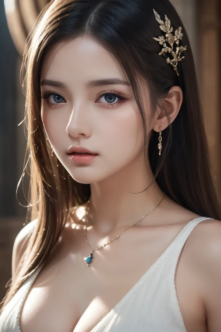 (Close-up:1.4)、(RAW photo:1.2)、(photorealistic:1.4)、(masterpiece:1.3)、(highest quality:1.4)、(Beautiful woman with perfect body:1.4)、(perfect anatomy:1.2)、beautiful college girl、muste piece、Makeup is light、red lips、silver hair、messy long hair、street background、Beautiful、elegant、Ultra-fine detailaster works、texture of reality、cinematic lighting realism、perfect job、8K、exquisite facial features、white tight open cut top、transparent white tight shorts、slimming、bright big eyes、earrings、necklace、