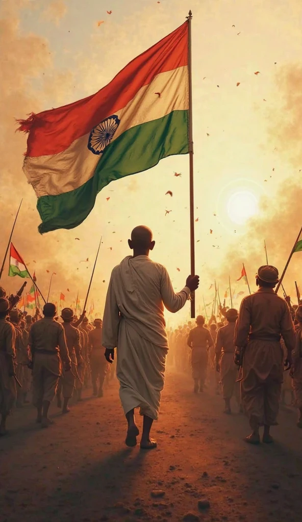 Indian flag with a man in karbala